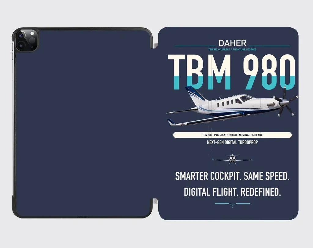 Daher TBM 980 design on navy blue ipad tablet case