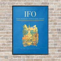 Thumbnail for Ivano-Frankivsk International Airport IFO vertical canvas print - framed - turquoise background