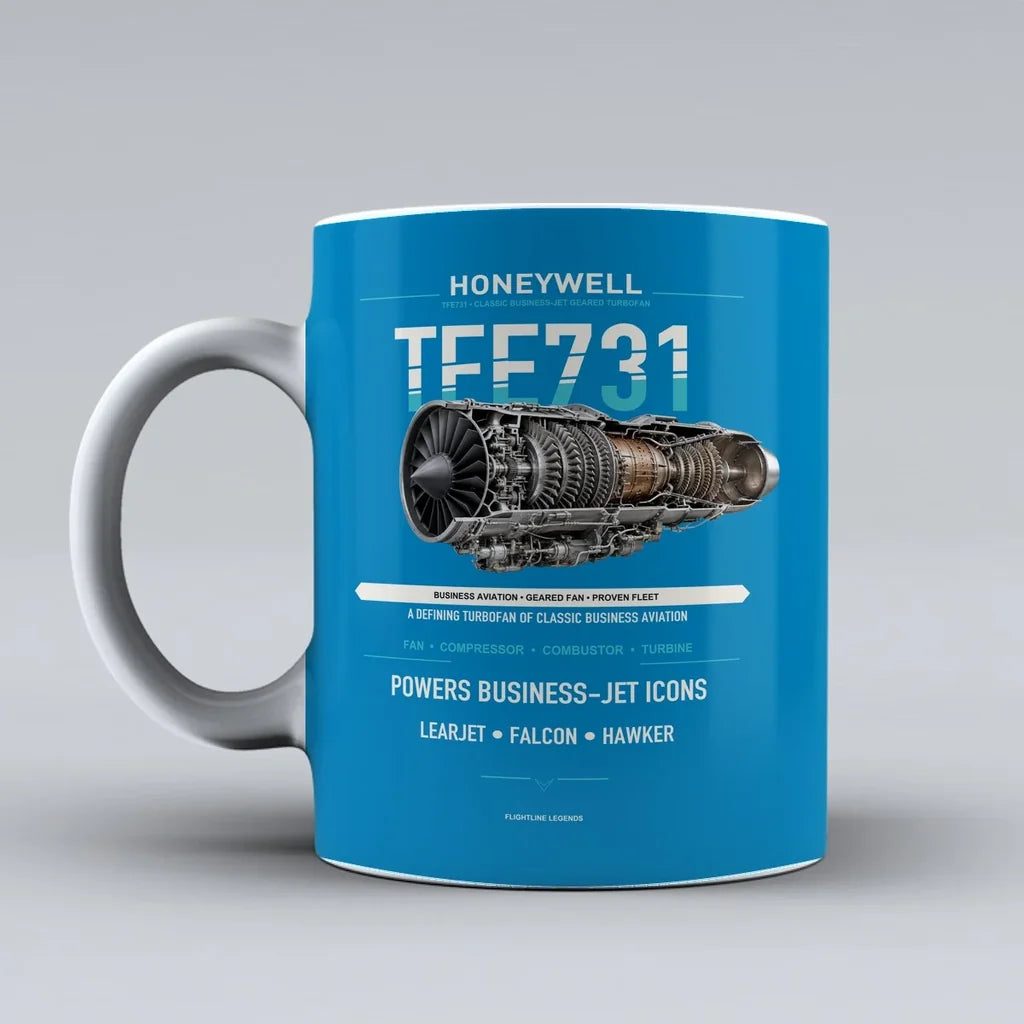 Mug design on turquoise tfe731