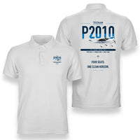 Thumbnail for Tecnam P2010 design on white double-side polo t-shirt, double-side print