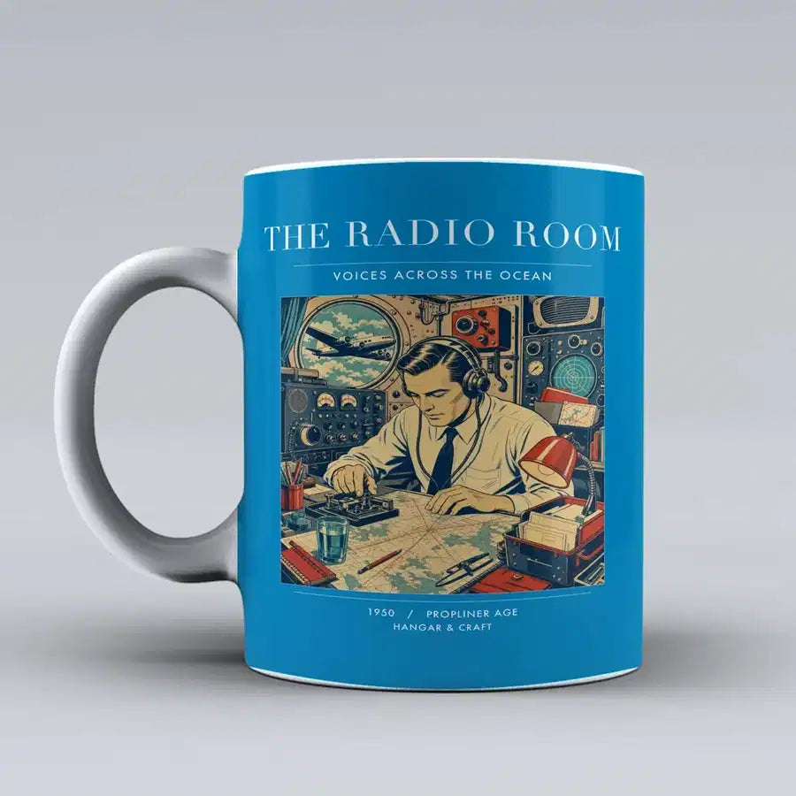 VINTAGE G4106 - The Radio Room - Ceramic Mug design on turquoise
