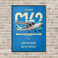 Thumbnail for Cessna 162 Skycatcher vertical canvas print - framed - turquoise background