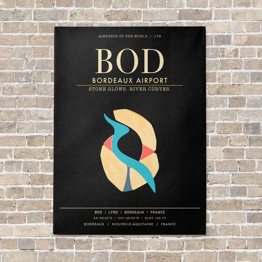 Bordeaux Airport BOD - Canvas Framed - Black