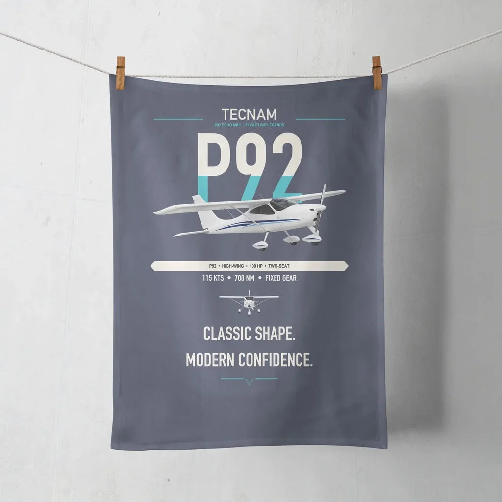 Tecnam P92 Echo MkII design on navy blue towel