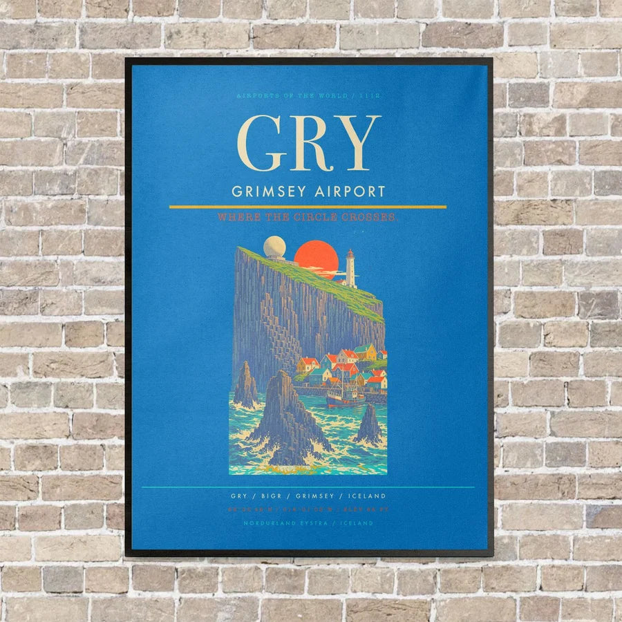 Grimsey Airport GRY - Canvas Framed - Turquoise