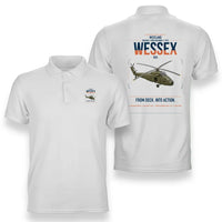 Thumbnail for Westland Wessex HU5 design on white double-side polo t-shirt, double-side print