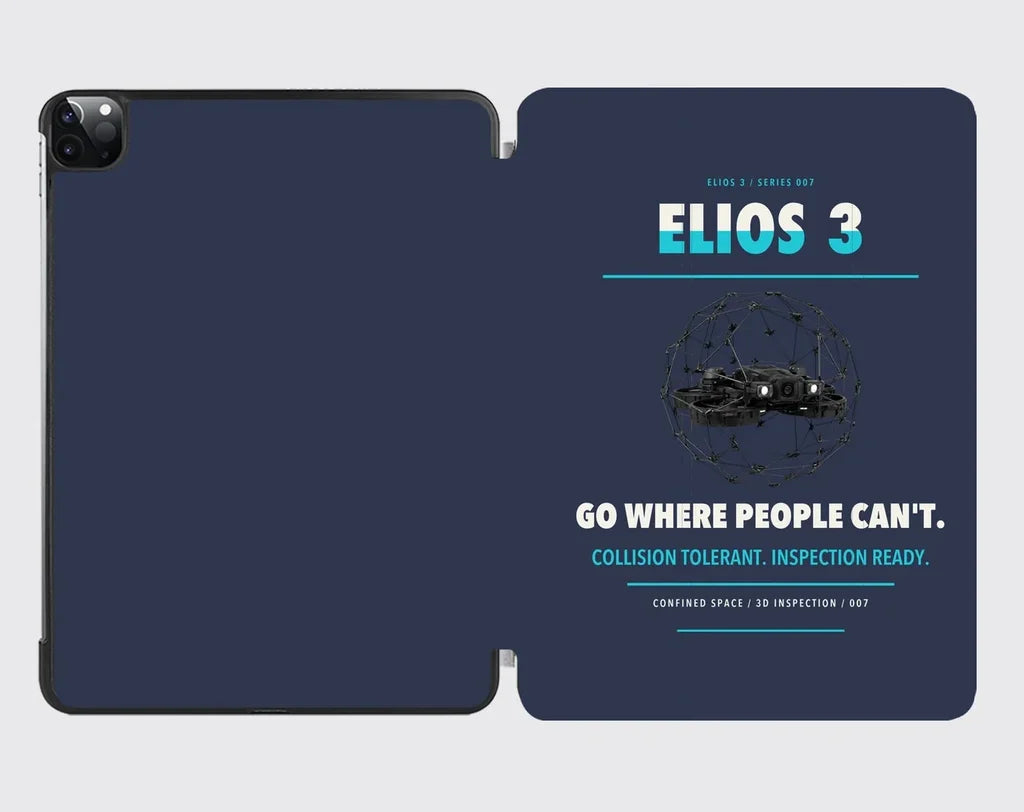 Flyability Elios 3 design on navy blue ipad tablet case