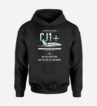 Thumbnail for Cessna Citation CJ1+ design on black double-side hoodie, single-side print
