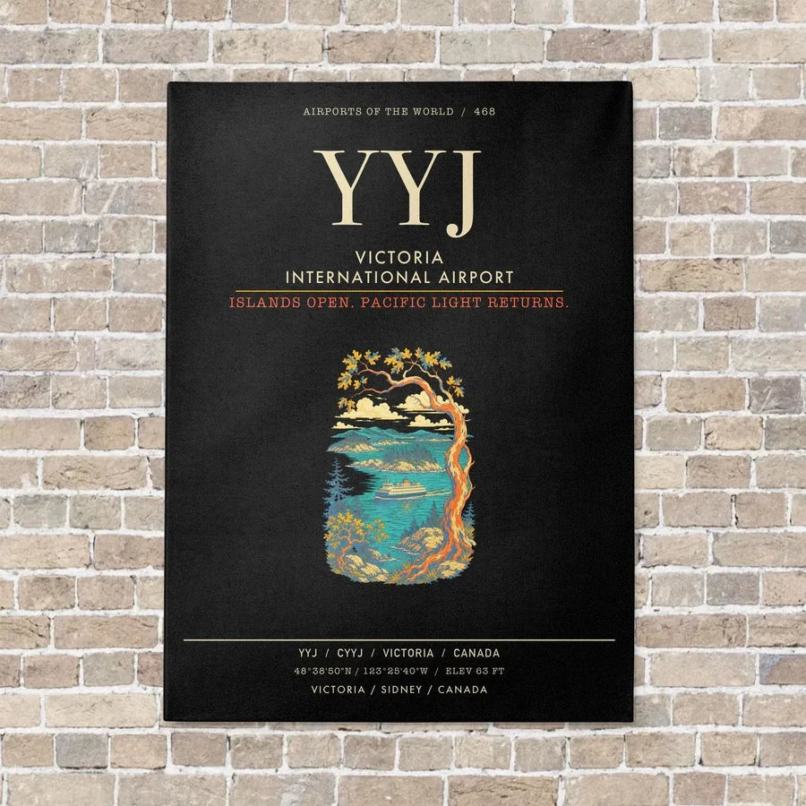 Victoria International Airport YYJ - Canvas Framed - Black