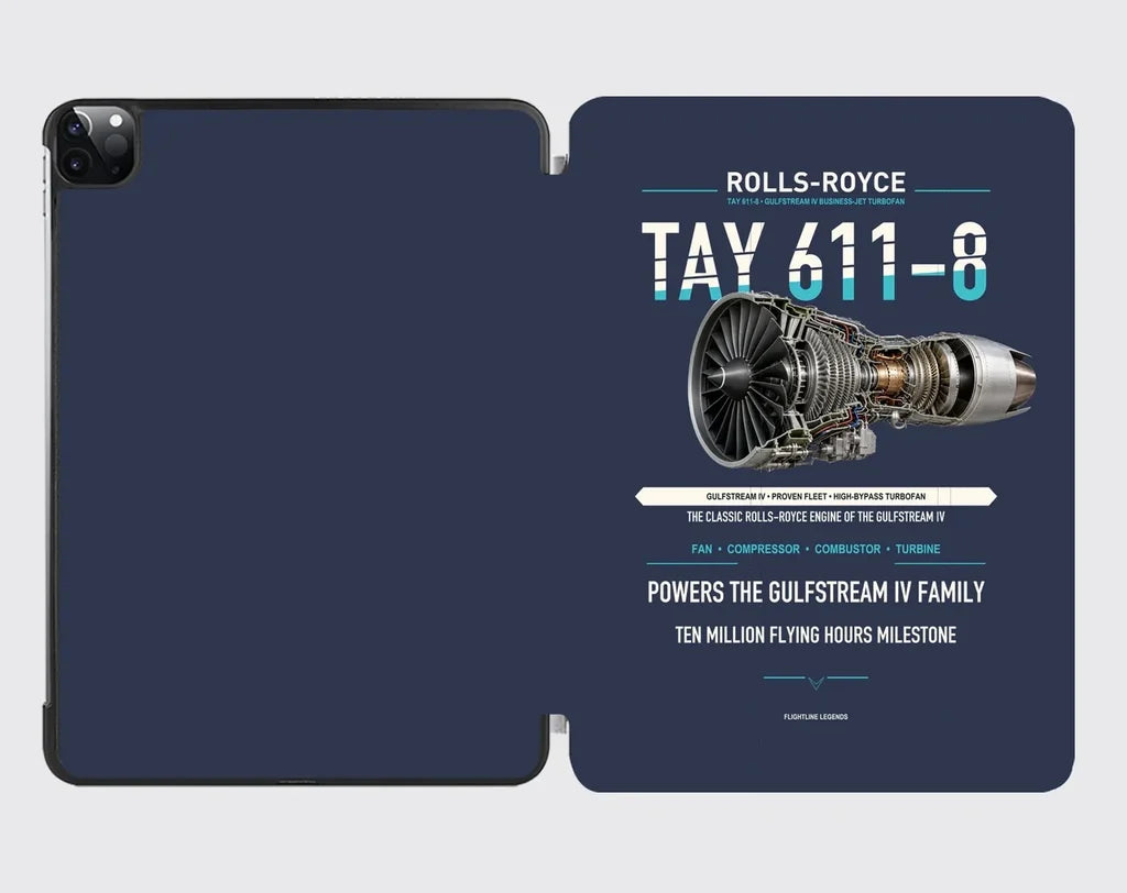 TAY 611-8 design on navy blue ipad tablet case