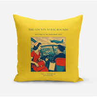 Thumbnail for VINTAGE G4481 - The County Nurse Rounds - Designed Pillows design on yellow
