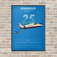 Thumbnail for Bombardier Learjet 25 vertical canvas print - framed - turquoise background