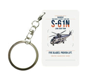 Thumbnail for Sikorsky S-61N design on white designed key chain, double-side print
