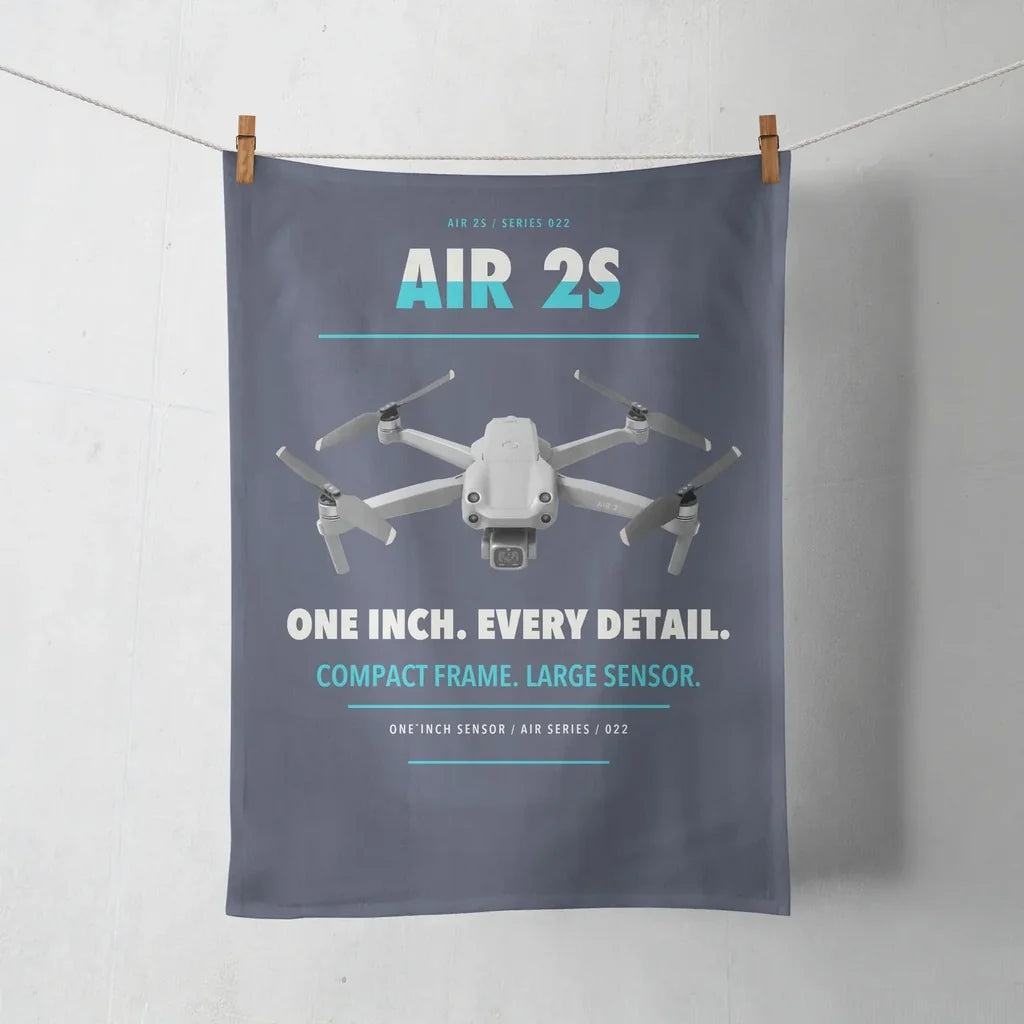 DJI Air 2S design on navy blue towel