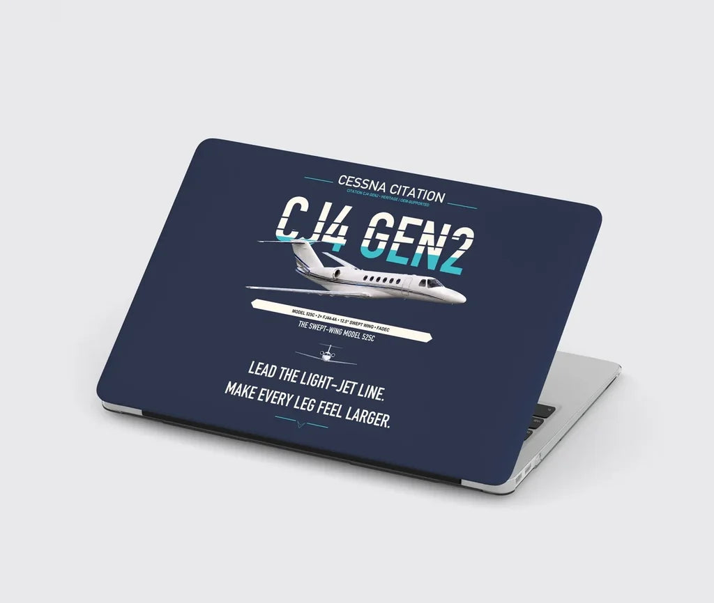 Cessna Citation CJ4 Gen2 design on navy blue MacBook case