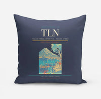 Thumbnail for Toulon-Hyères Airport (TLN) design on navy blue pillow