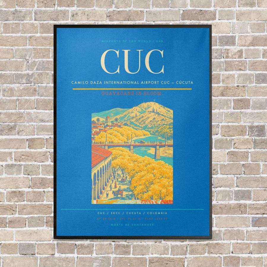 Camilo Daza International Airport CUC — Cúcuta vertical canvas print - framed - turquoise background