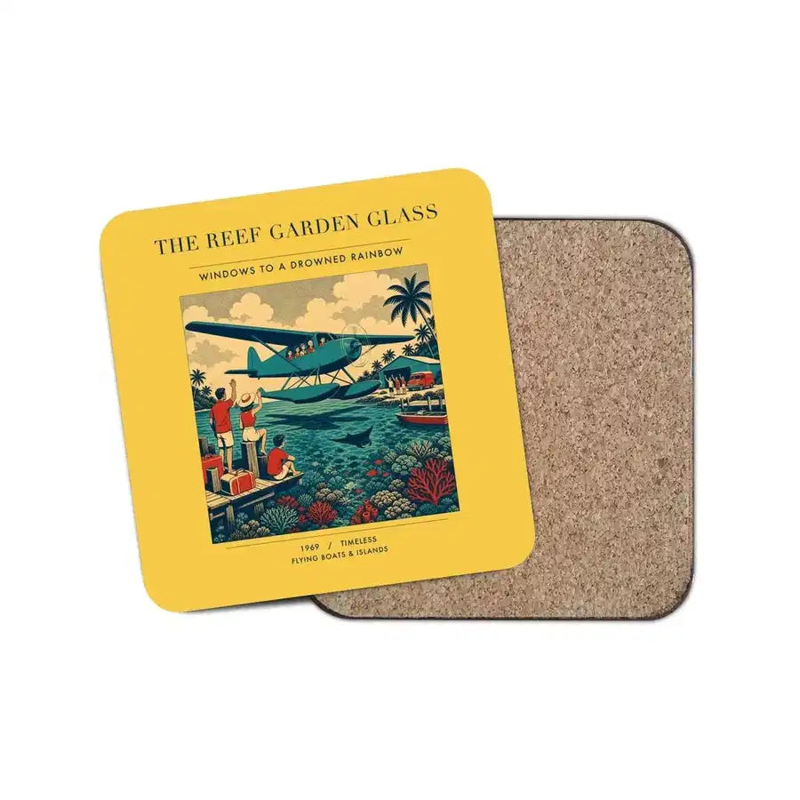 The Reef Garden Glass - Designed Coasters design on yellow 1-piece