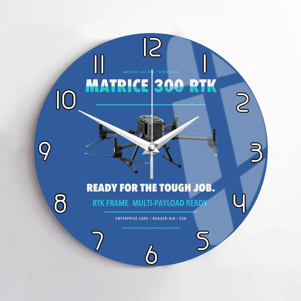 DJI Matrice 300 RTK design on blue no frame wall clock