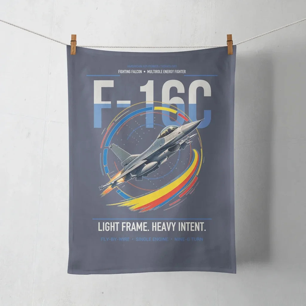 F-16C Fighting Falcon design on navy blue towel