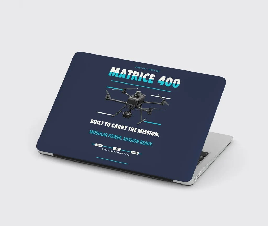DJI Matrice 400 design on navy blue MacBook case