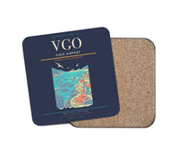 Thumbnail for Vigo Airport (VGO) design on navy blue 1 piece coaster