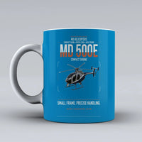 Thumbnail for MD Helicopters MD 500E design on turquoise ceramic mug, double-side print