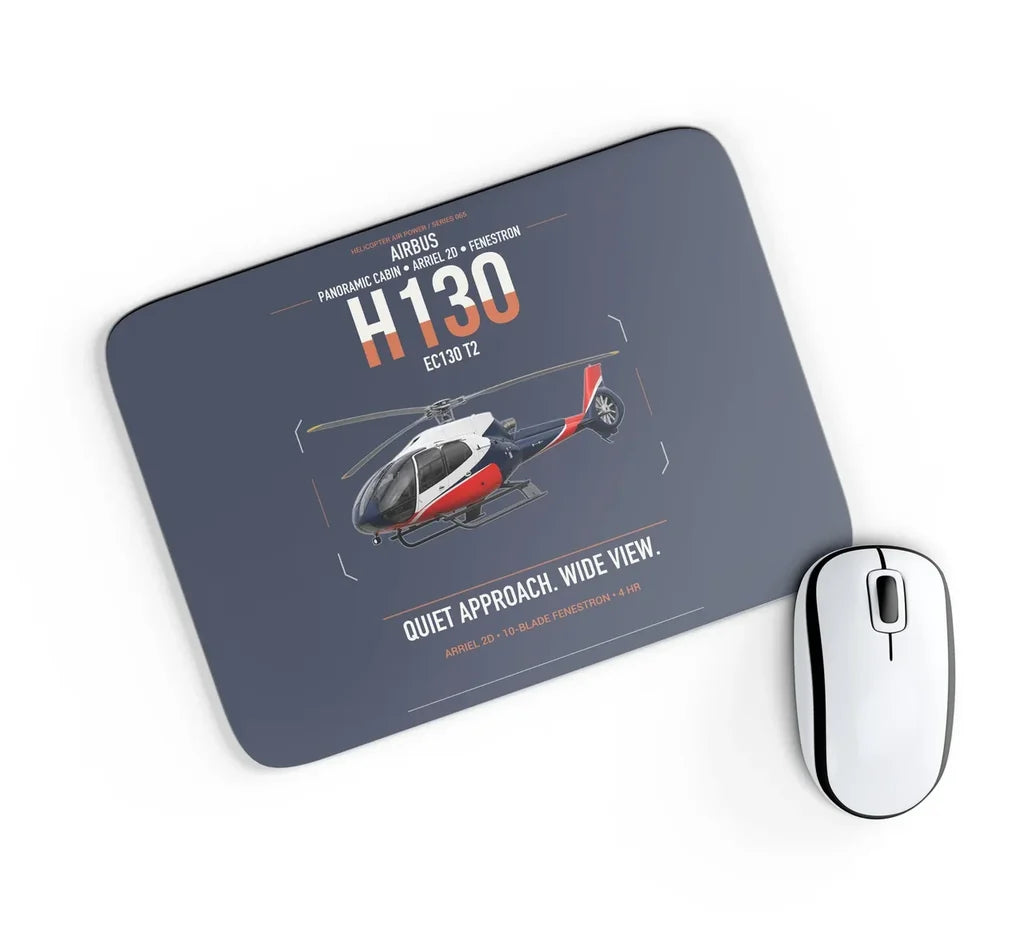 Airbus H130 design on navy blue rectangle mouse pad
