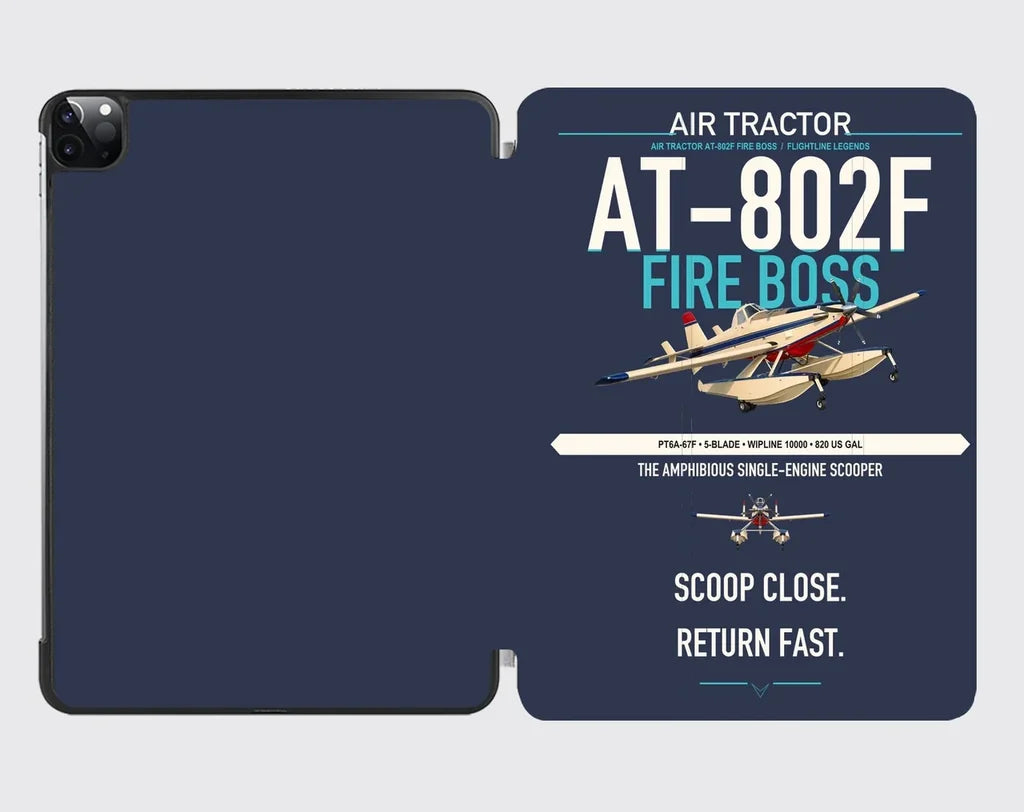 Air Tractor AT-802F Fire Boss design on navy blue ipad tablet case