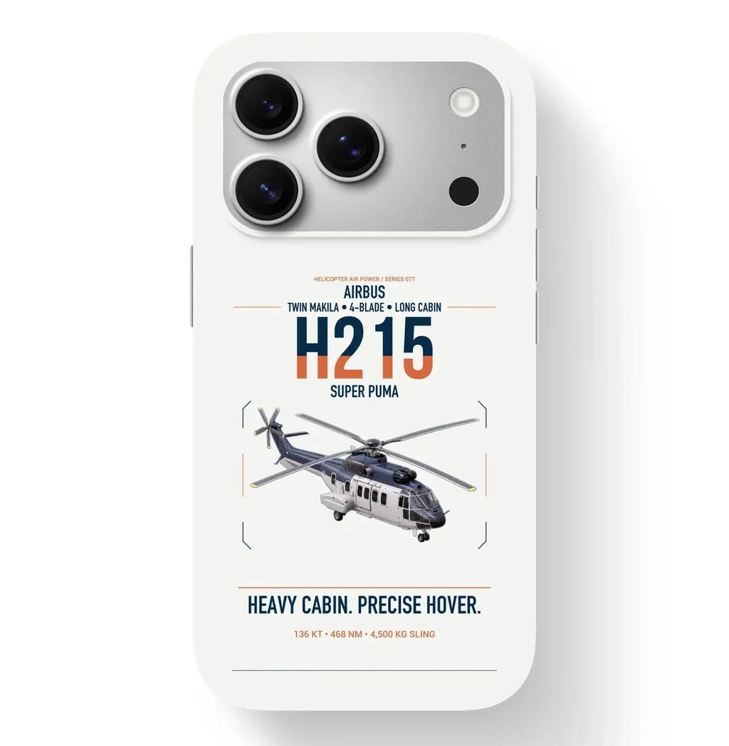 Airbus H215 design on white magsafe iphone case, for iPhone 17 Pro