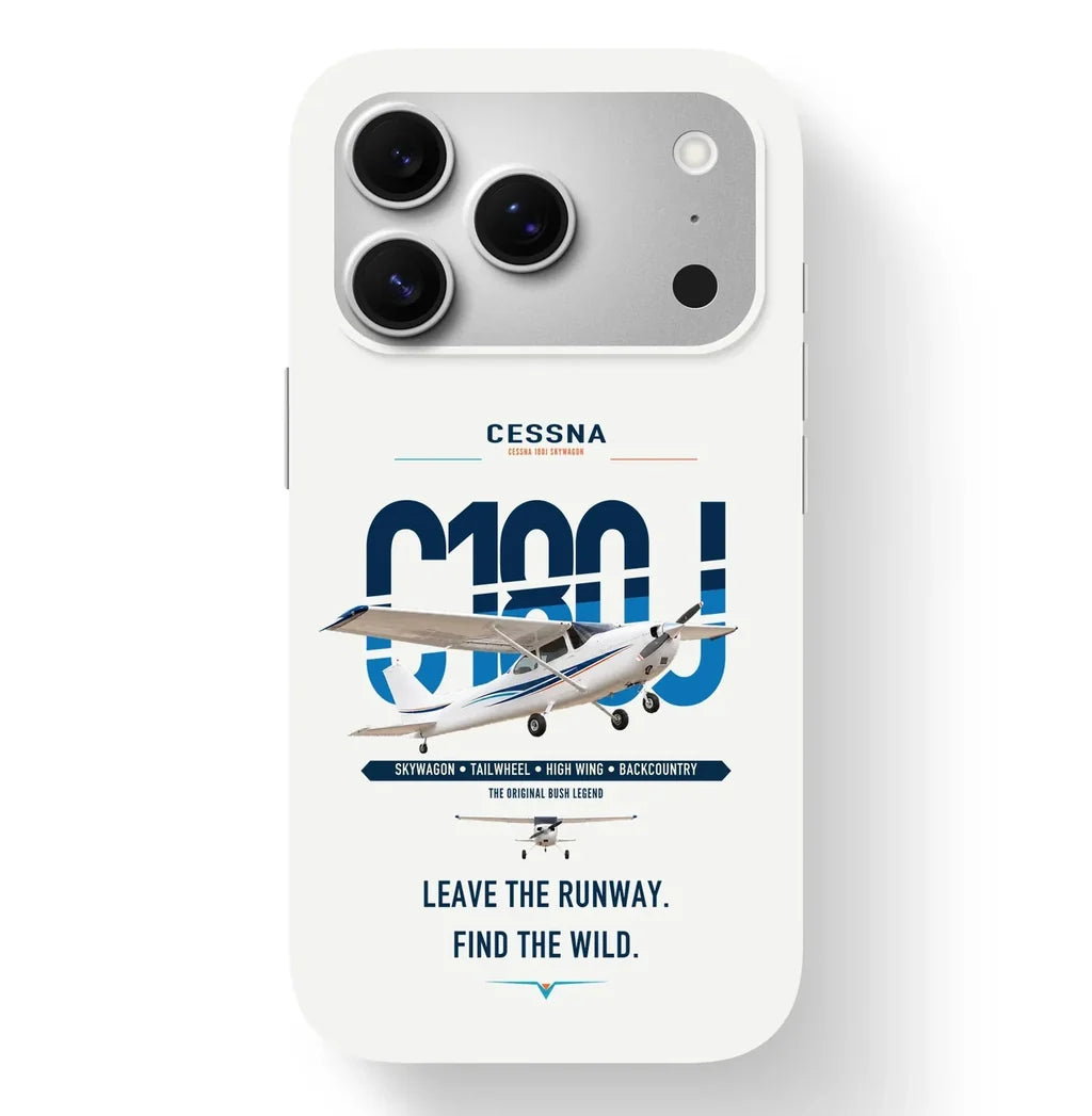 Cessna 180J Skywagon design on white magsafe iphone case, for iPhone 17 Pro