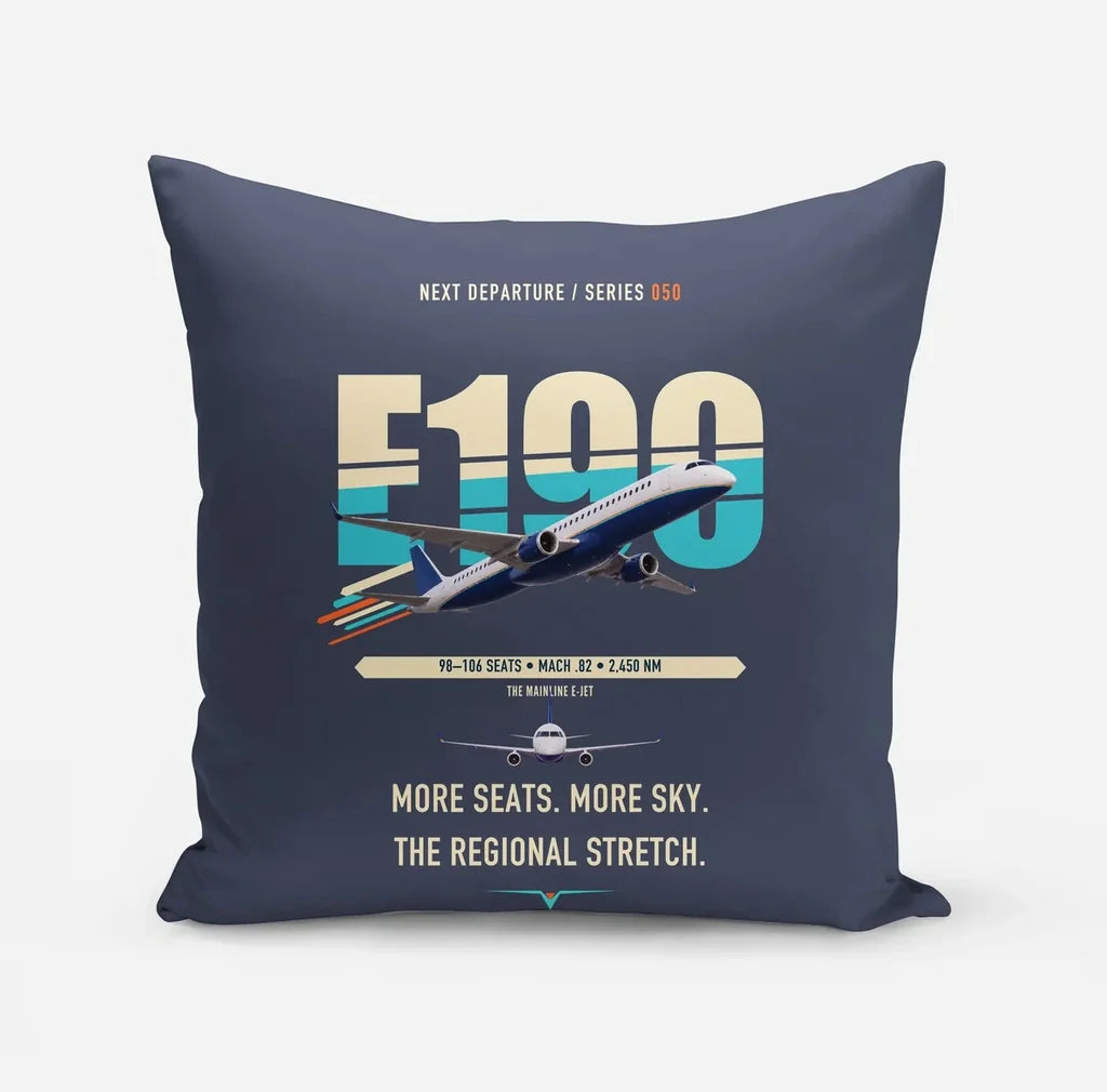 Embraer E190 design on navy blue pillow