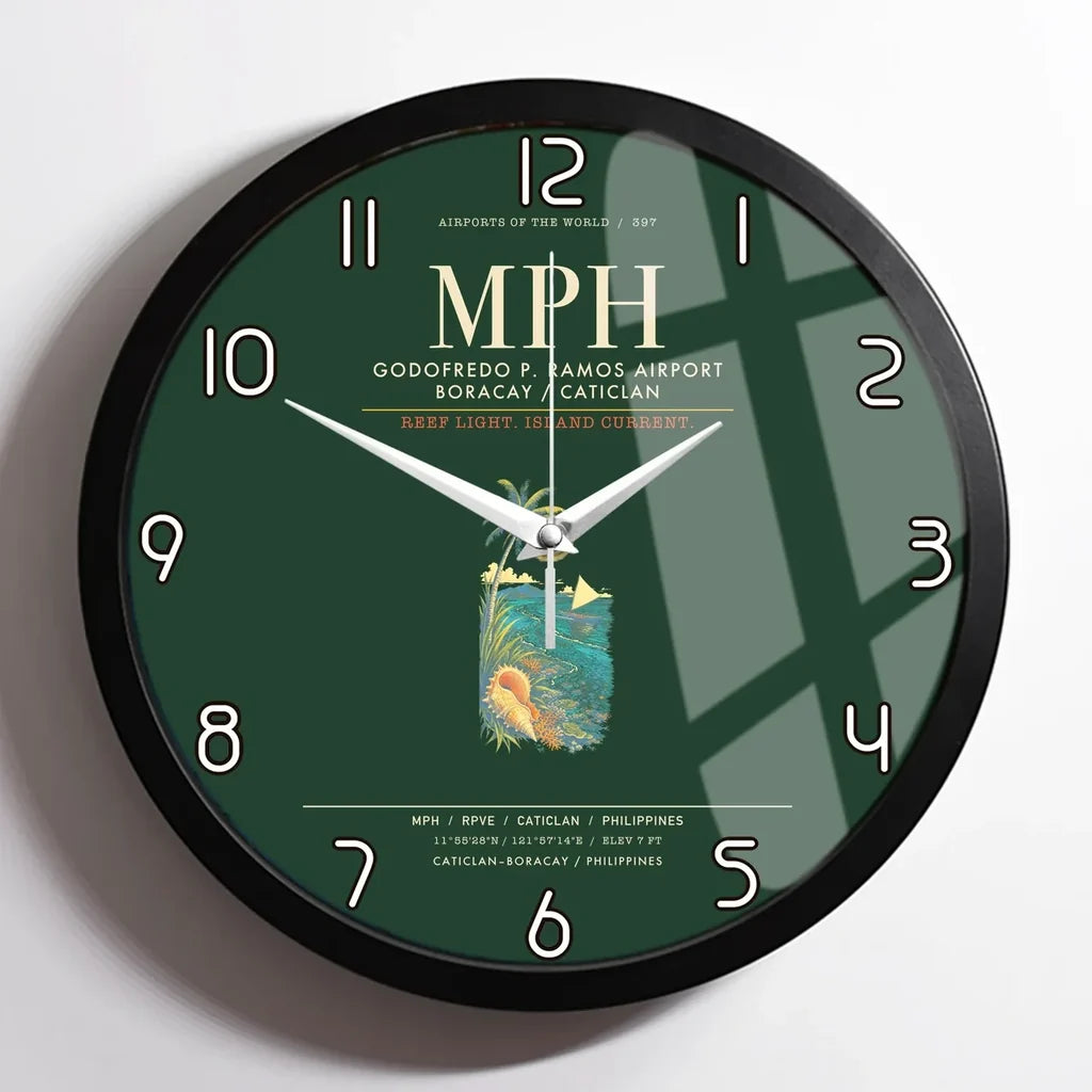Godofredo P. Ramos Airport Boracay Caticlan MPH Wall-Clock Framed - Dark Green