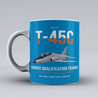 Thumbnail for T-45C Goshawk design on turquoise ceramic mug, double-side print