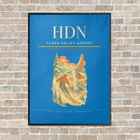 Thumbnail for Yampa Valley Airport HDN vertical canvas print - framed - turquoise background