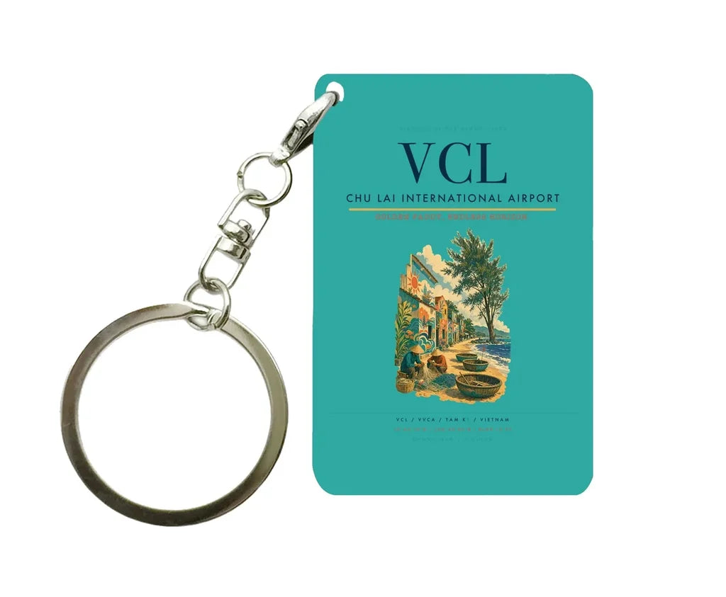 Chu Lai International Airport (VCL) design on turquoise key chain