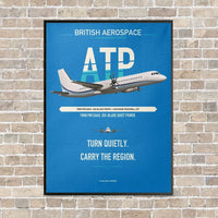 Thumbnail for British Aerospace ATP vertical canvas print - framed - turquoise background