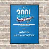 Thumbnail for Extra 300L vertical canvas print - framed - turquoise background