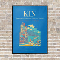 Thumbnail for Norman Manley International Airport KIN — Kingston vertical canvas print - framed - turquoise background