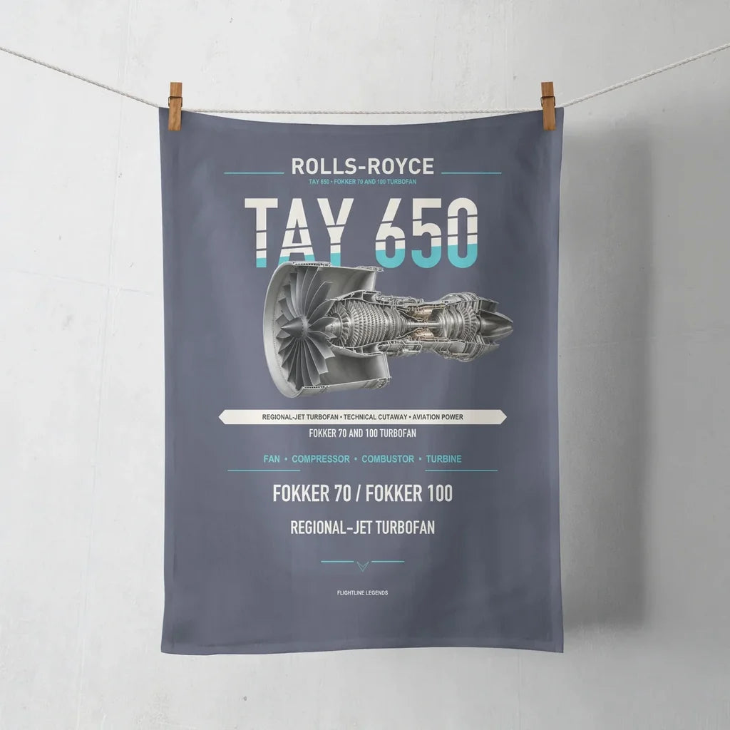 TAY 650 design on navy blue towel