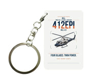 Thumbnail for Bell 412EPI design on white designed key chain, double-side print