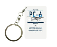 Thumbnail for Pilatus PC-6 Porter design on white designed key chain, double-side print