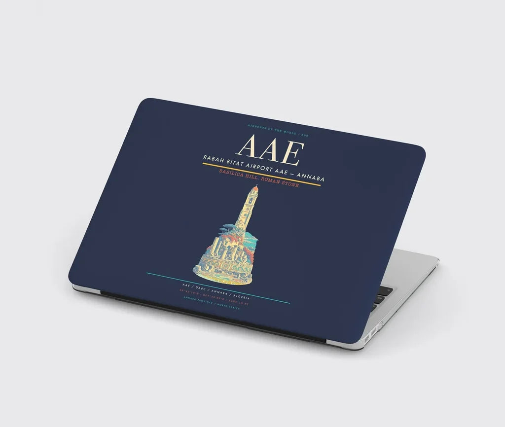 Rabah Bitat Airport (AAE) design on navy blue MacBook case