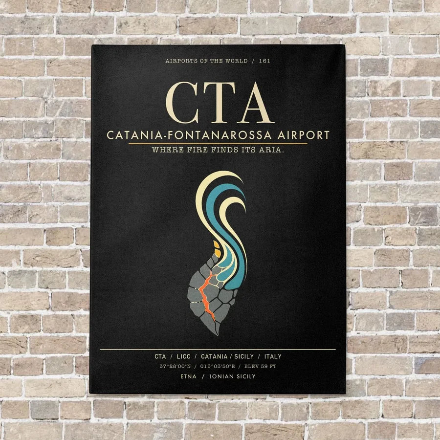 Catania-Fontanarossa Airport CTA - Canvas Framed - Black