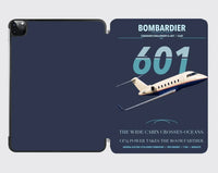 Thumbnail for Bombardier Challenger 601 design on navy blue ipad tablet case