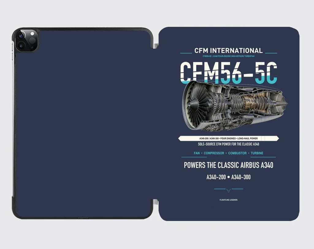 CFM56-5C design on navy blue ipad tablet case