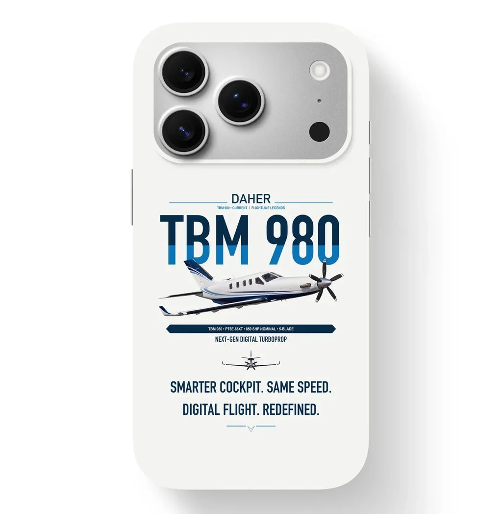 Daher TBM 980 design on white magsafe iphone case, for iPhone 17 Pro