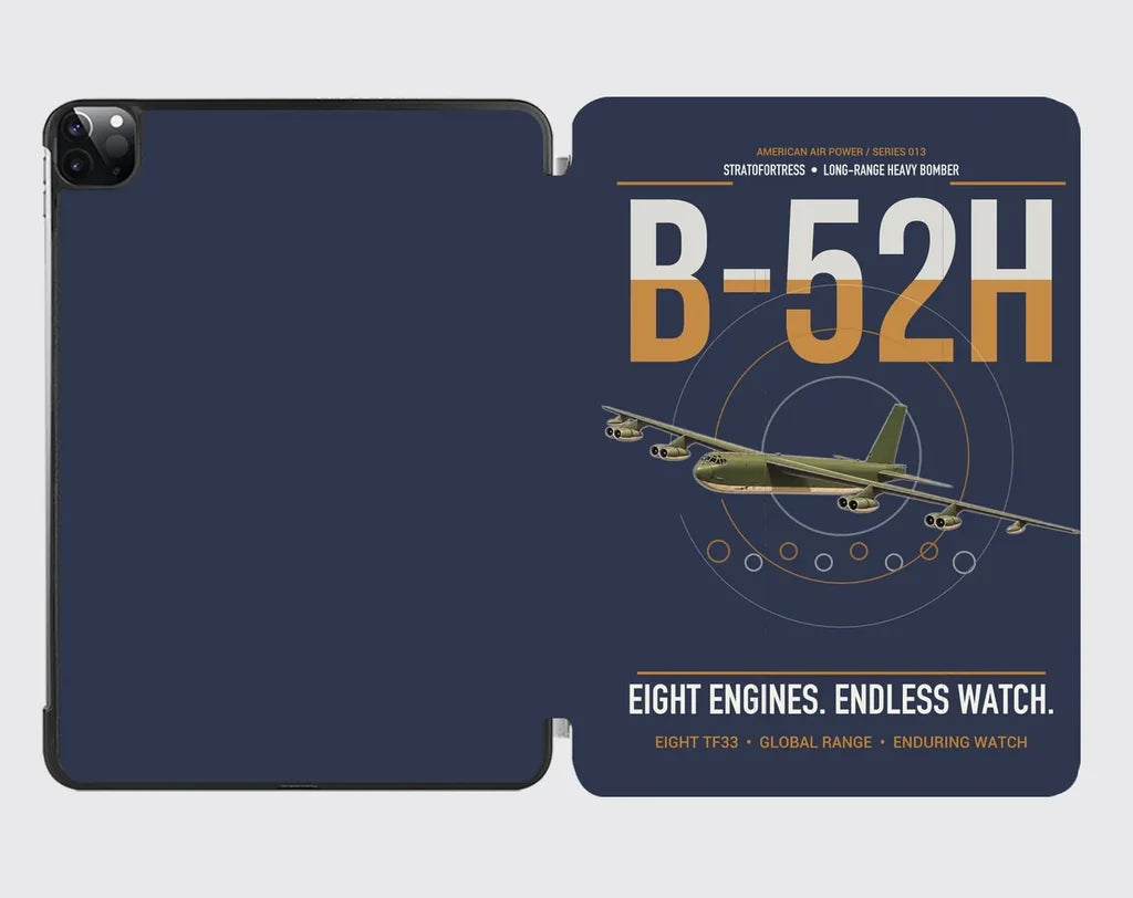 B-52H Stratofortress design on navy blue ipad tablet case