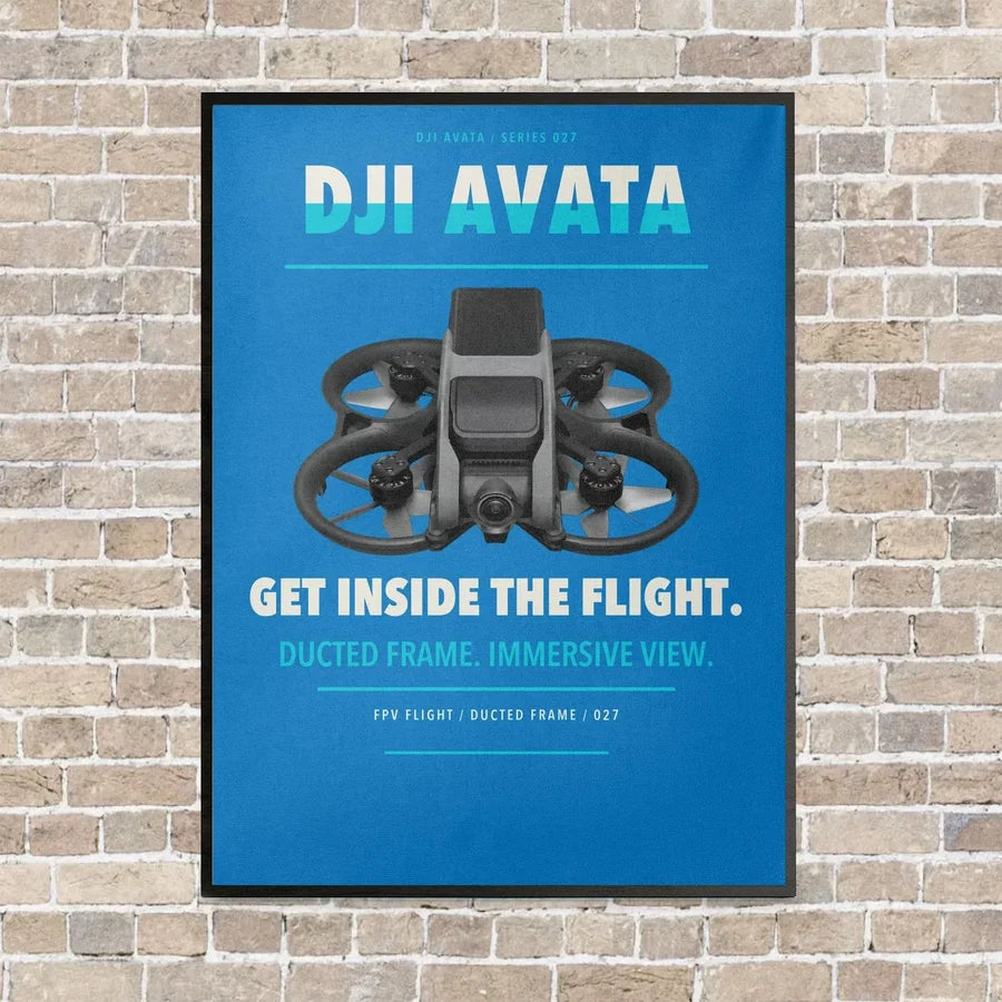 DJI Avata vertical canvas print - framed - turquoise background