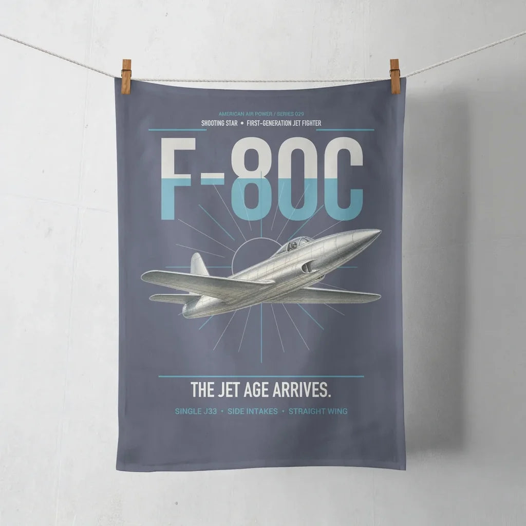 F-80C Shooting Star design on navy blue towel